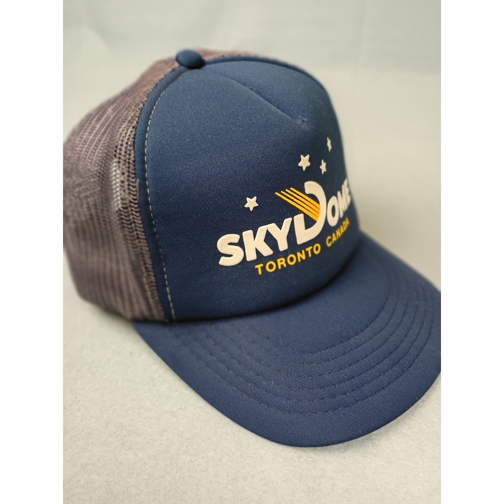 Vintage SkyDome Toronto Canada Trucker Hat Navy Blue Snapback Mesh Cap Retro